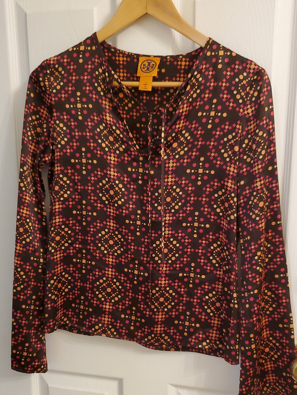 EUC Tory Burch Brown Long Sleeve Blouse  Size 2